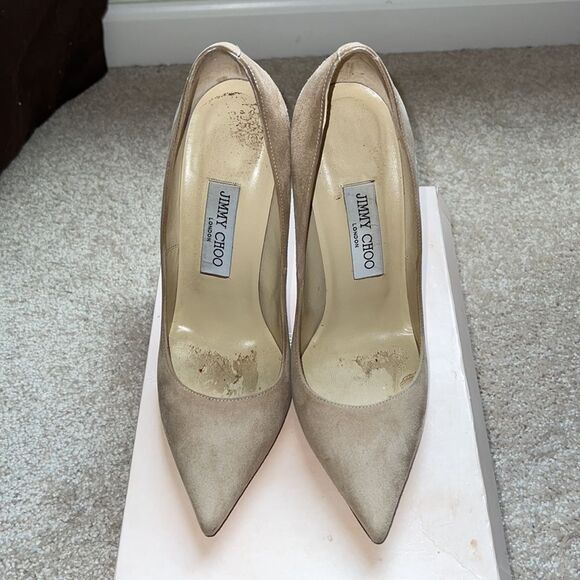 Jimmy Choo Anouk Suede Nude 120mm 38.5 - Picture 10 of 12